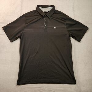 Travis Mathew Polo Shirt Men's M Black Short Sleeve Pima Cotton Golf Performance